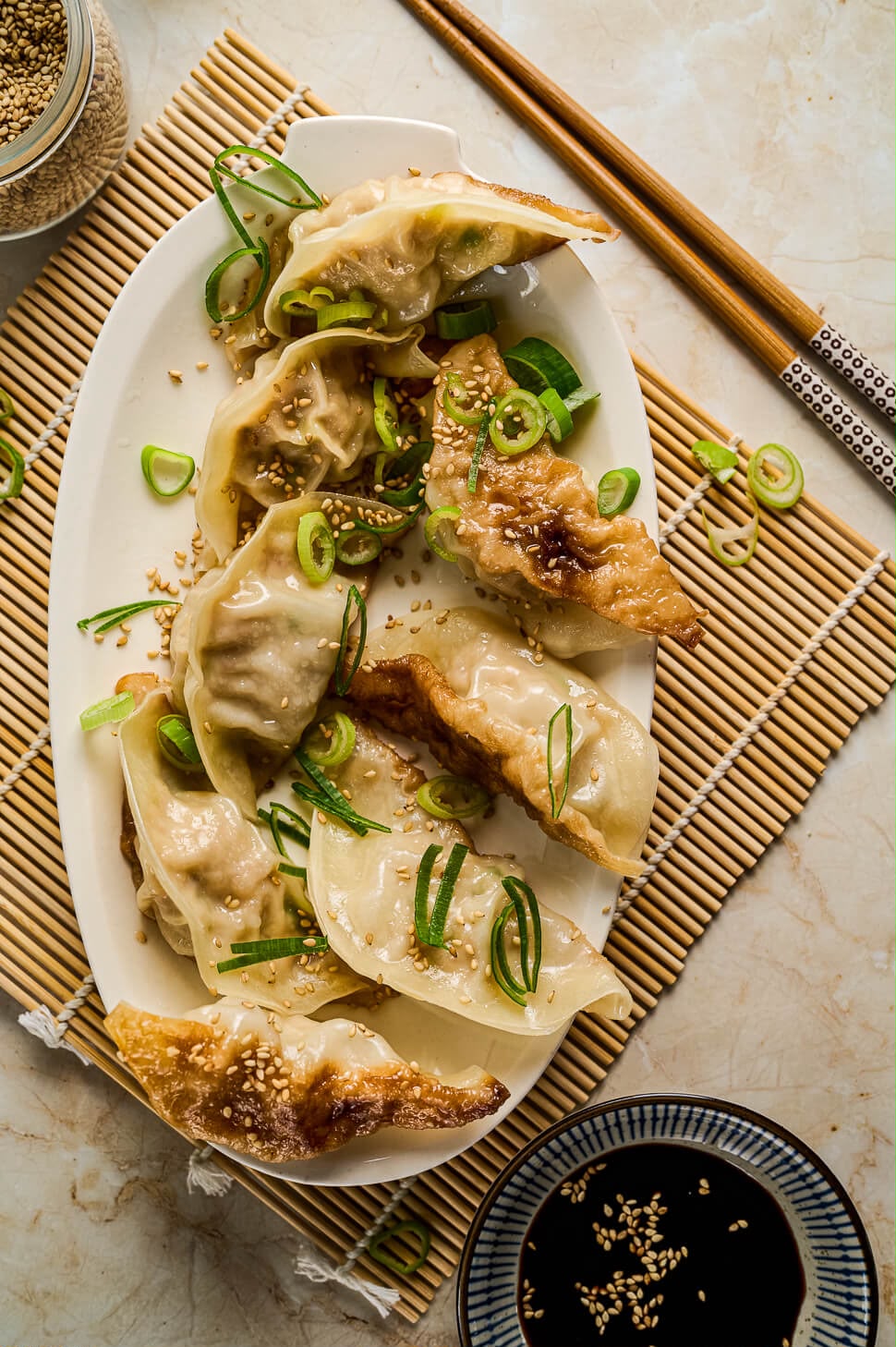 Dumplings op een bord